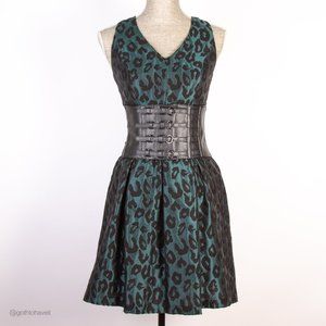 Maggy London Teal Leopard Print Dress
